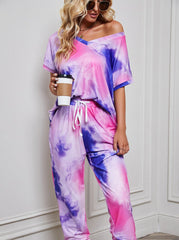 Clara - Conjunto de camisa y pantalón de 2 piezas en rosa y azul