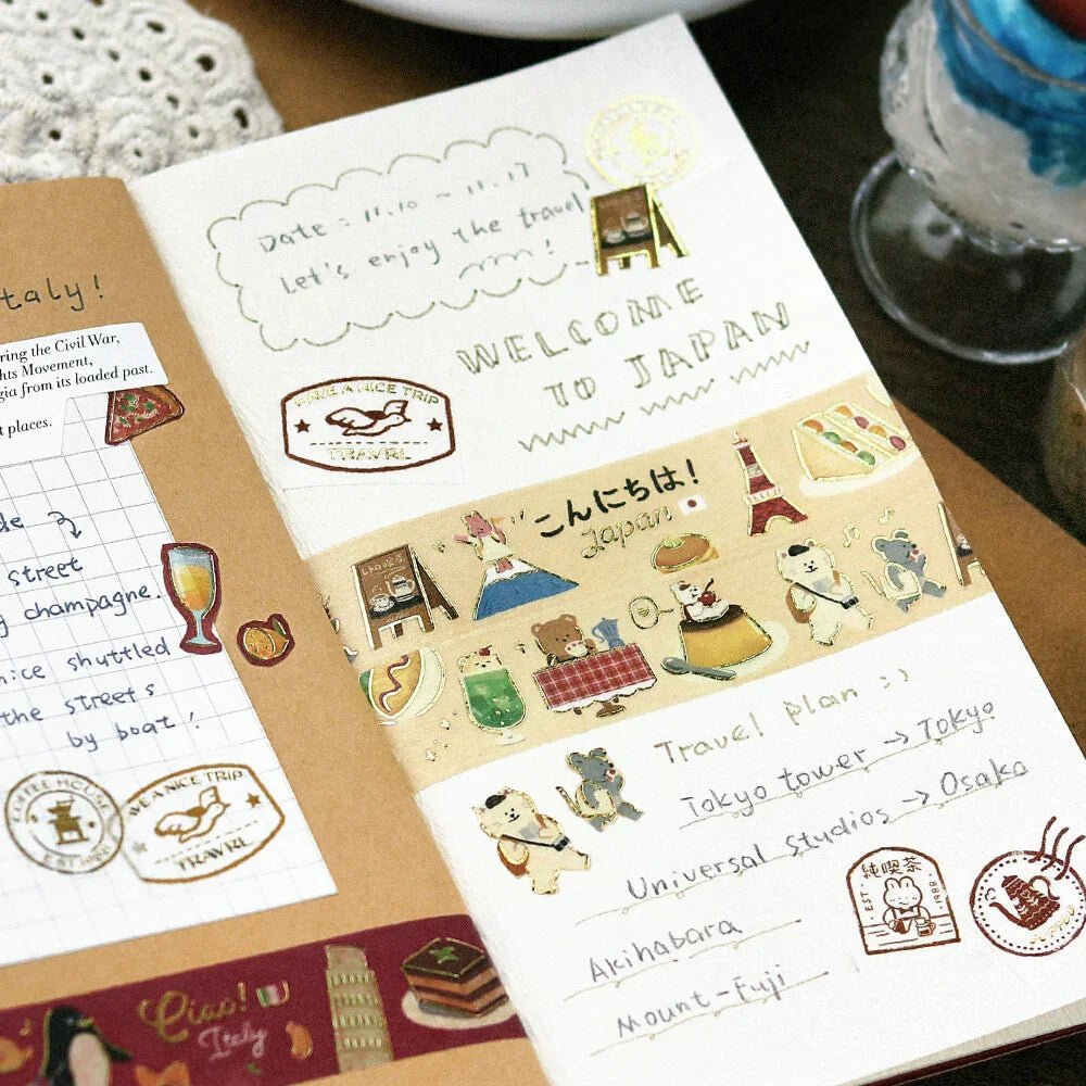 BGM 20mm Washi Tapes Set of 2 - Travel Japan & World Cafe Travelogue | papermindstationery.com