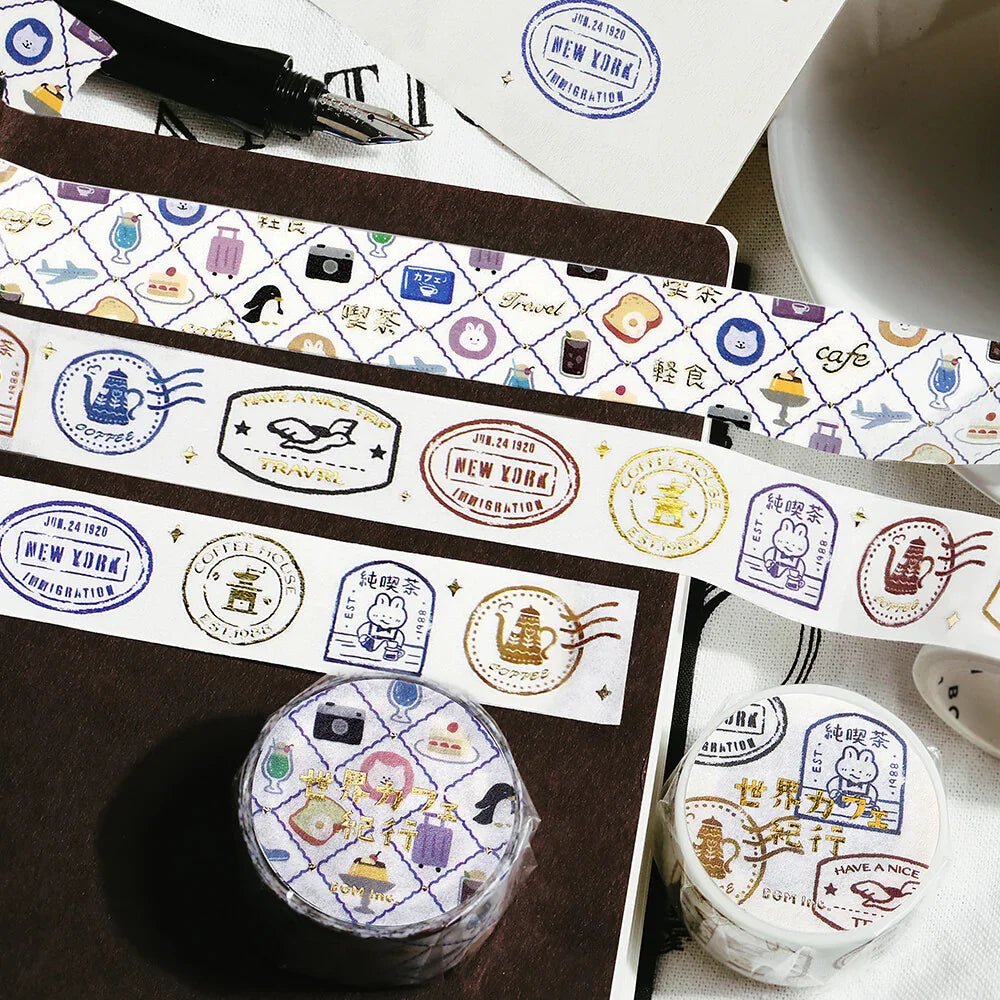 BGM 20mm Washi Tapes Set of 2 - Travel Japan & World Cafe Travelogue | papermindstationery.com
