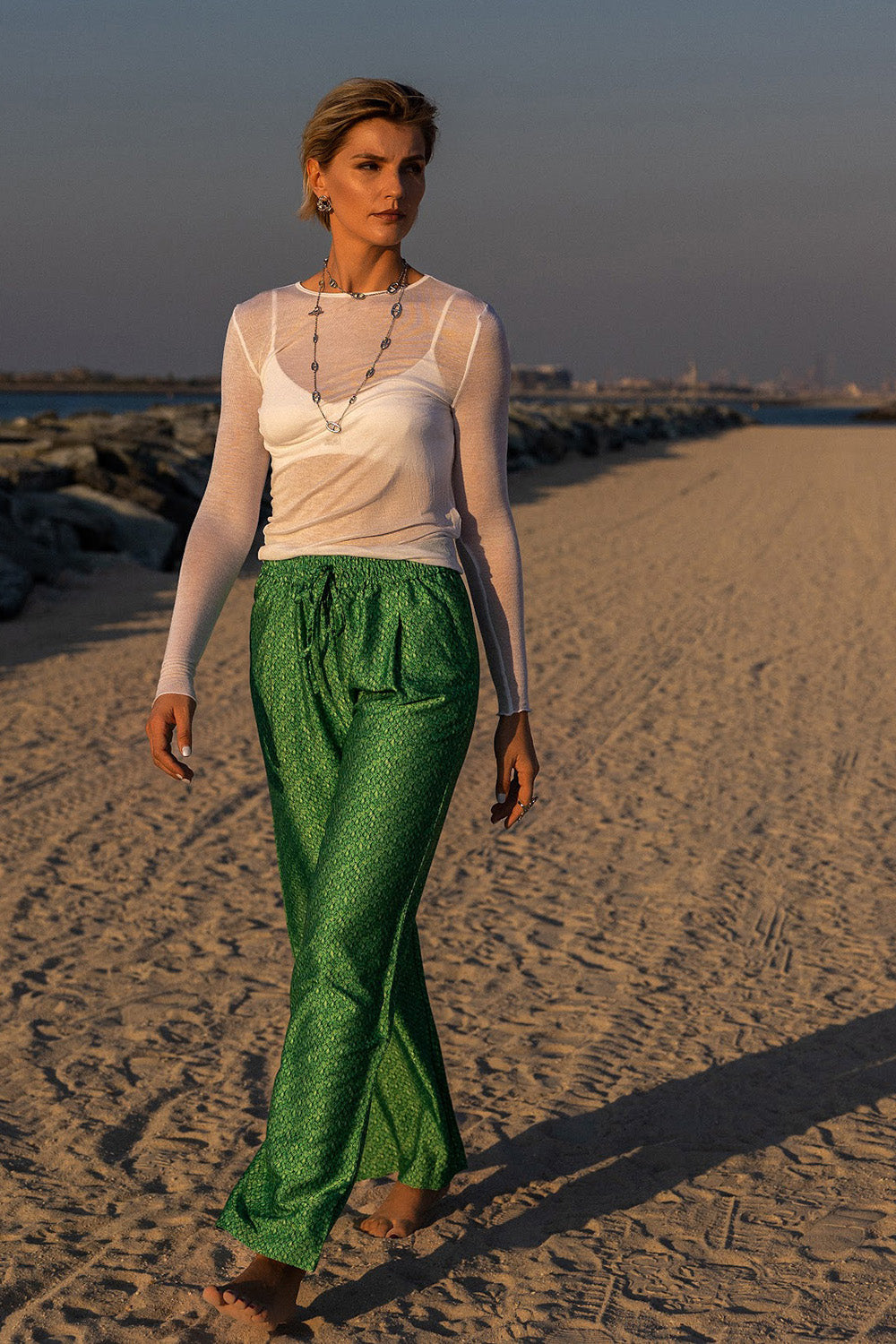 Janara Jones | Dragonscale Print Wide Leg Trousers