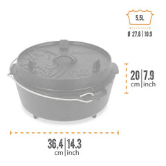 Petromax Dutch Oven FT6 gietijzeren pan met pootjes 5,5 liter - Firesite