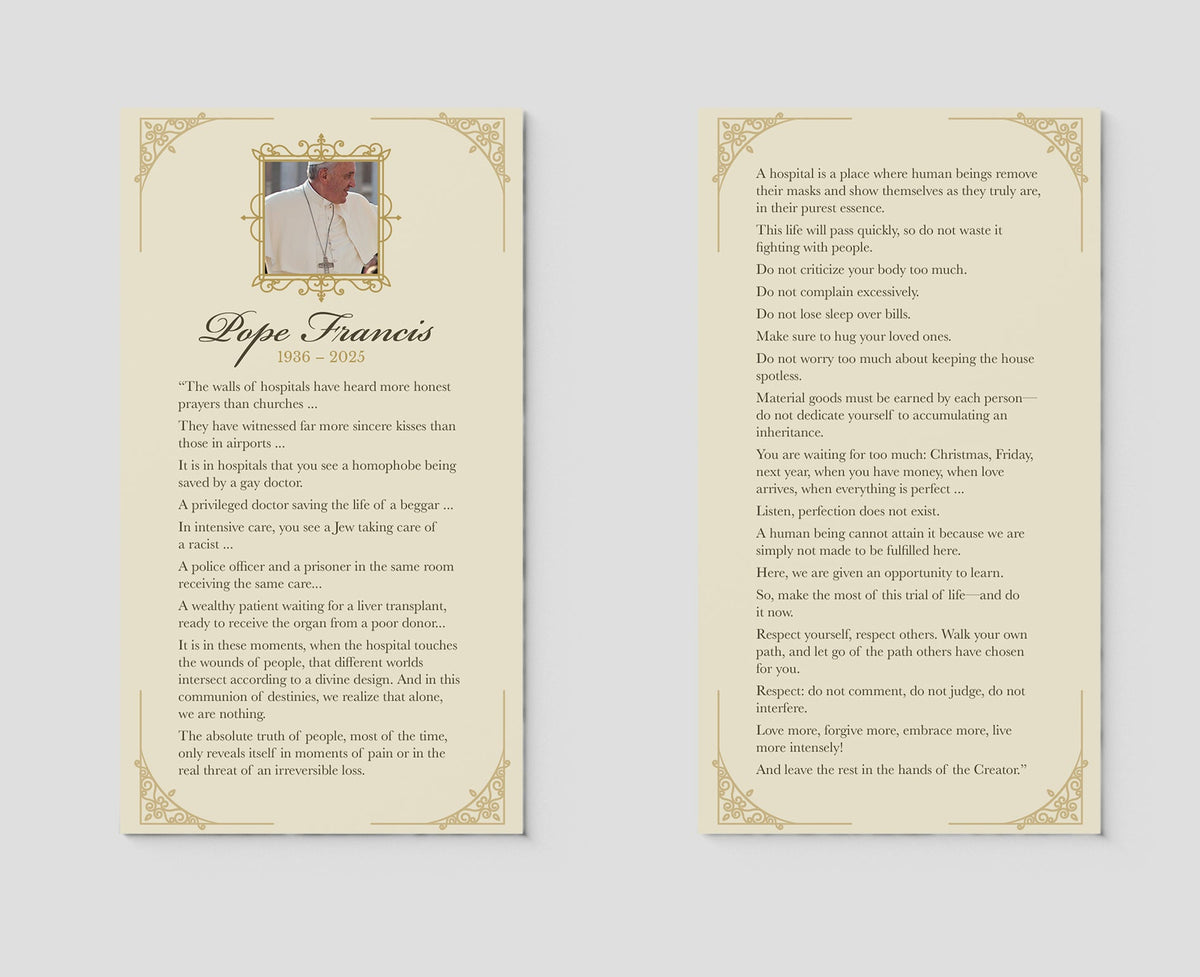 Pope Francis Prayer Card (qty: 250)