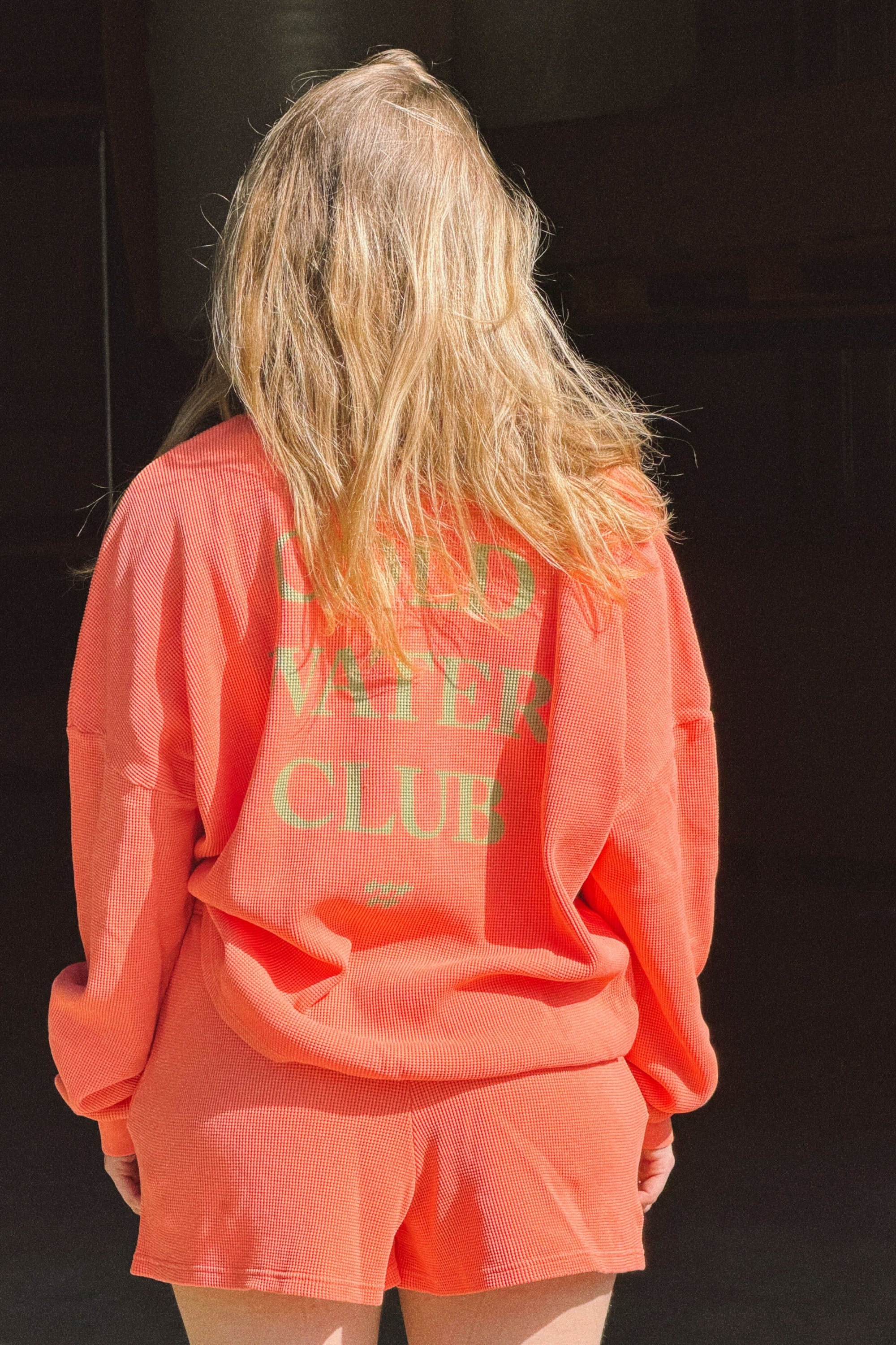 PUKAS SURF SHOP Optional Waffle Long Sleeve Tee Camelia - Textured Cotton Long Sleeve at Pukas Surf Shop
