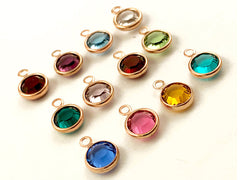 25 Rose Gold Assortable Swarovski Cystal Birthstone Charms Channel, 6mm Stone Crystal - R-CC6G-XX25 - BeadPrism