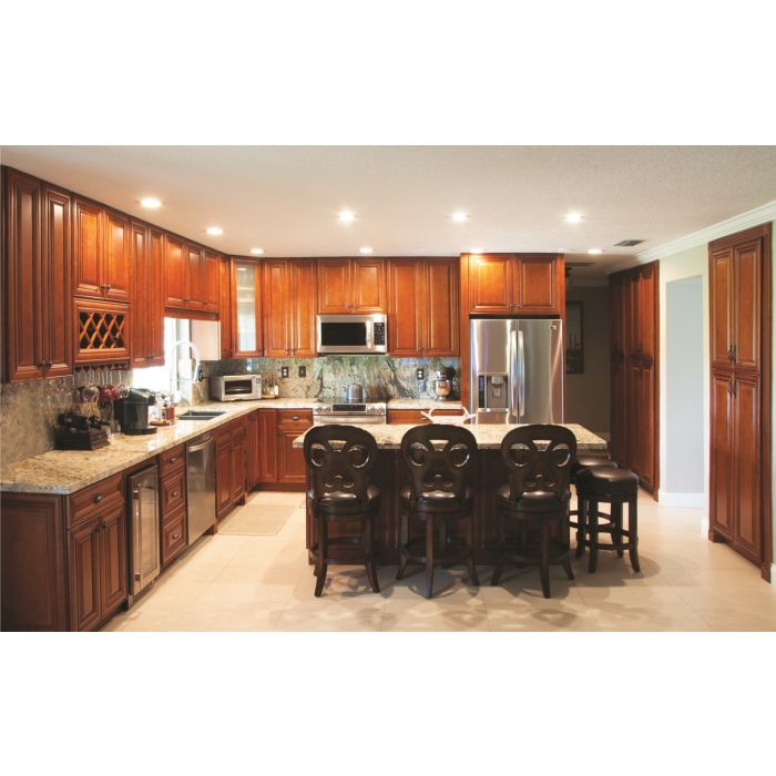 RTA Phoenix Caramel Glaze 12" x 36" Wall Cabinet with 1 Decorative End Panel