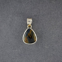 Sterling Silver Pietersite Small Hammered Teardrop Pendant