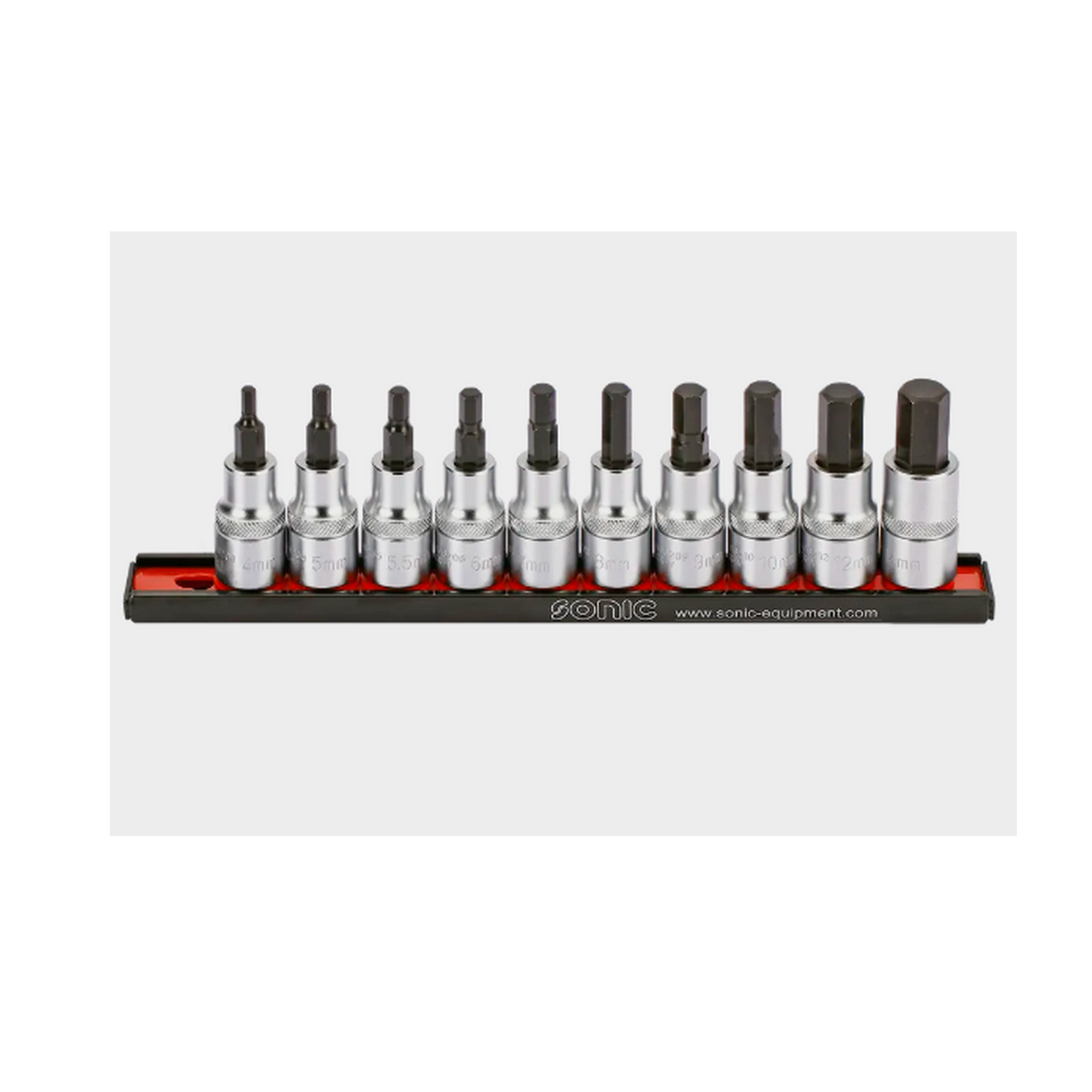 Rack d'empreintes 1/2'' courtes 6 pans 10-pcs. Sonic