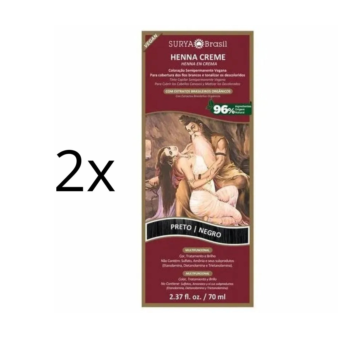 Lot of 2 Brasil Henna Cream Black Hair Toner Color Toning 70ml Surya