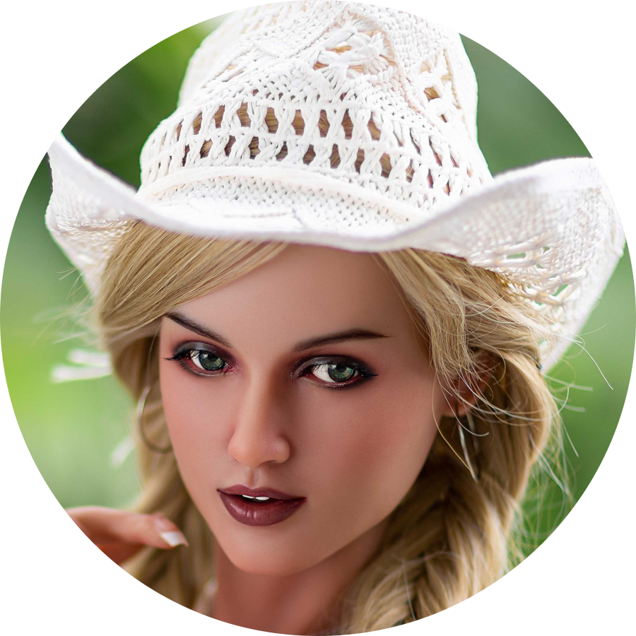 Frau mit Strohhut, blonde Haare