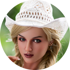 Frau mit Strohhut, blonde Haare