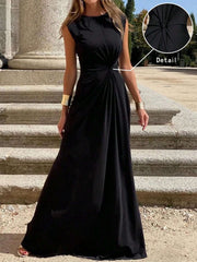 Buy SHEIN Clasi Women's Twist-Belt Black Casual Dress Maxi Women Outfi in Pakistan