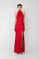 SAU LEE | Penelope Backless Satin Gown | Penelope Backless Satin Gown - Red / 00