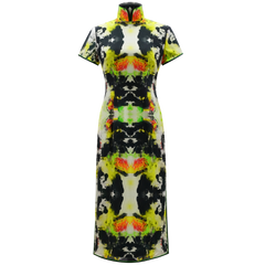 SPARKLE by KAREN CHAN X UOB【SHADOW OF FLOWERS】100% SILK CHEONGSAM (Short sleeve / Regular Fit) - 摩登長衫/新派旗袍