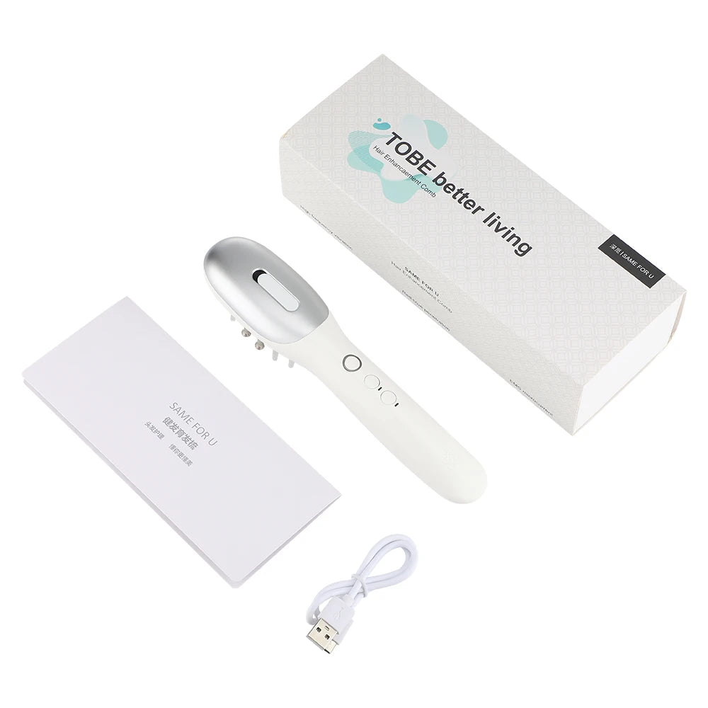 Household Electric RF Hair Growth Comb Oil Applicator Red Blue Head Massage Brush Stimulates Scalp Anti-Hair Loss