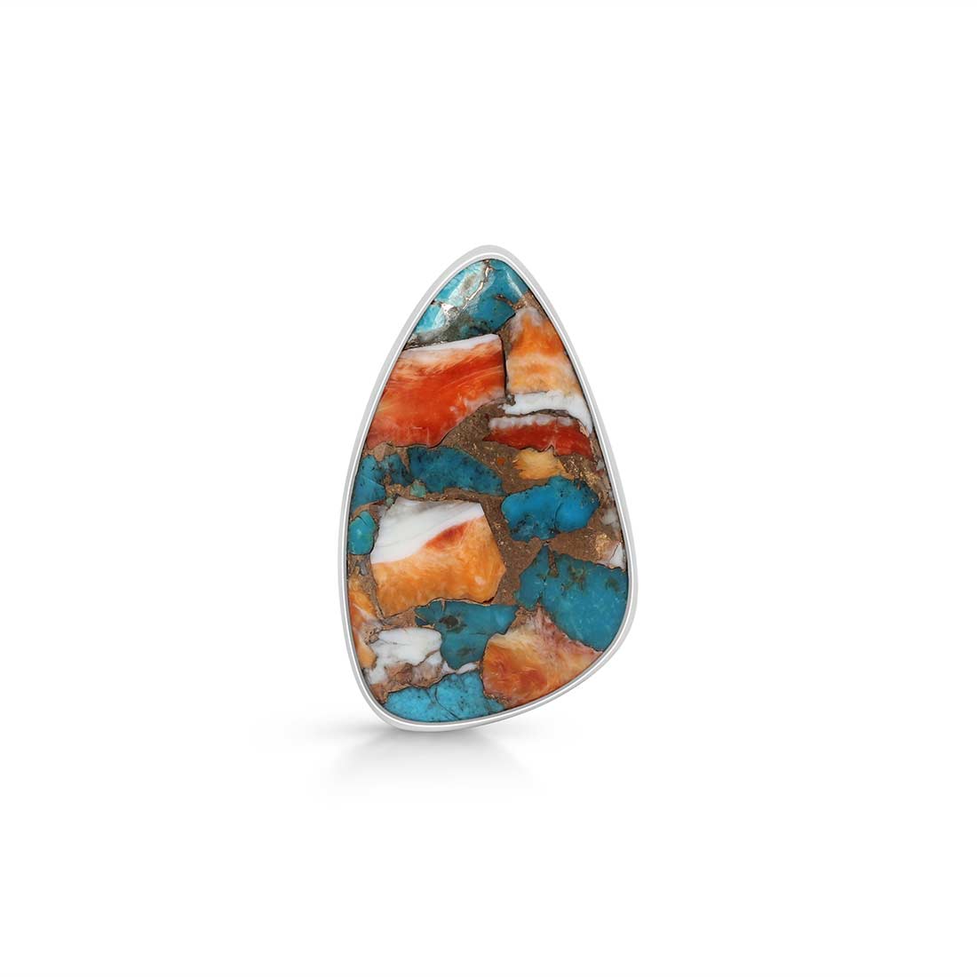 Spiny Oyster Turquoise Adjustable Ring-(TRO-R-41.)