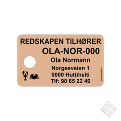 Teinemerke & merkeskilt m/ 1 hull, kobber/sort