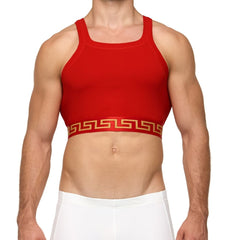 Luxe rode crop top ontworpen door Modus Vivendi voor gay mannen en te koop bij Flavourez.