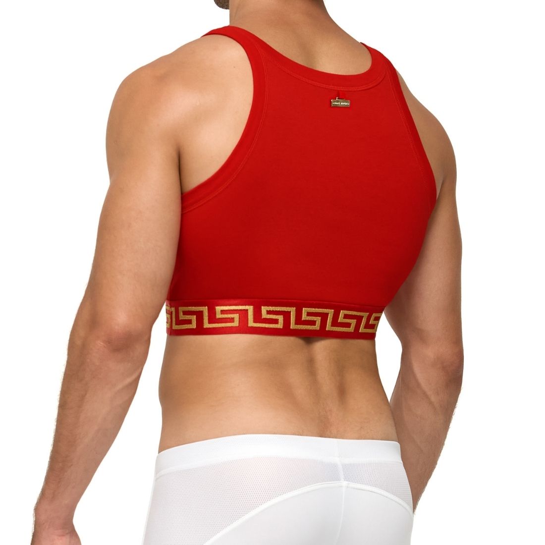 Luxe rode crop top ontworpen door Modus Vivendi voor gay mannen en te koop bij Flavourez.