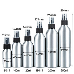 10pcs Travel Size Refillable Aluminum Spray Bottles Toner Cleaning Solution Mist - 10pcs-150ml