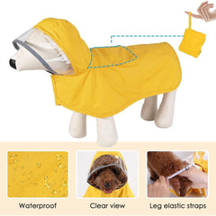 XXL Yellow Reflective Adjustable Pet Raincoat with Hood - Waterproof Dog Jacket, Adjustable Dog Poncho for Outdoor Protection