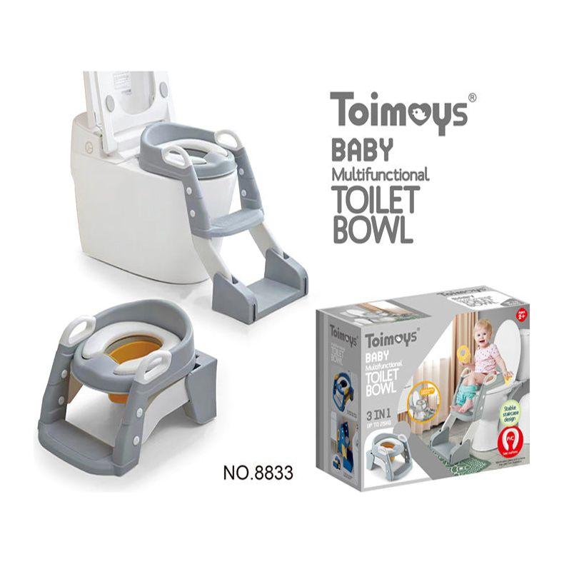 Grey Children's Toilet Trainer Seat – Foldable Potty Ladder with Color Box, Easy-to-Use Toilet Seat for Kids