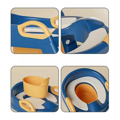 Grey Children's Toilet Trainer Seat – Foldable Potty Ladder with Color Box, Easy-to-Use Toilet Seat for Kids