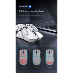 High-Performance Tri-Mode Wireless Gaming Mouse - 22000 DPI, Rechargeable, with RGB Charging Dock(black)