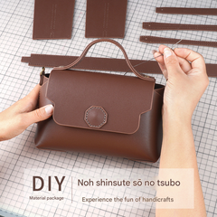 Mint green Leather Bag DIY Kit – Geometric Shoulder Bag Making Material Set with Pre-Punched Cowhide, Tools for Hand Stitching