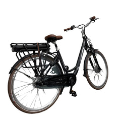 Vogue Basic N7 Elektrische Fiets Mat Zwart met Bruine Accenten 49cm – Elektrische Damesfiets met 468Wh Accu - AE-trading