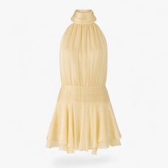 Women's Dress : Ilona | Vrouwen's Elegante Mini Jurk met Parels in Geel van Pantino