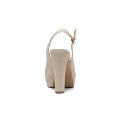 Sandali beige in tessuto con tacco 11 cm e plateau 2,5 cm Lora Ferres