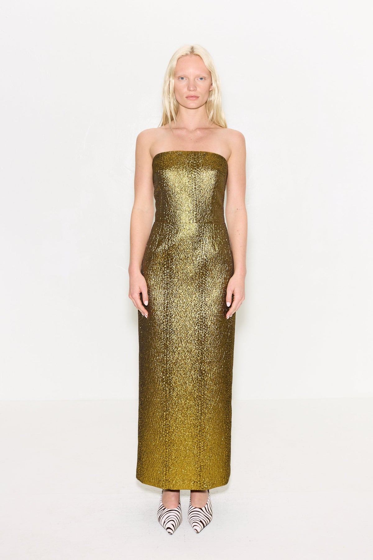 Verdelle Metallic Midi Dress In Star Gold