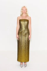 Verdelle Metallic Midi Dress In Star Gold