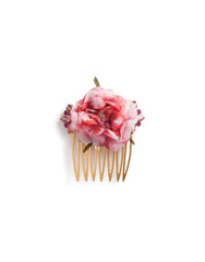Comb with crystal-rhinestoned silk flower