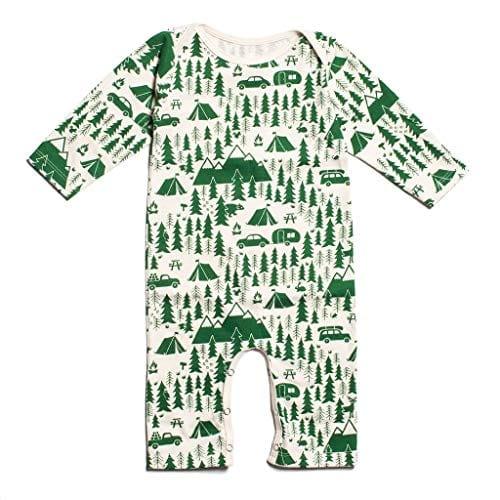 Long Sleeve Organic Cotton Romper - Campground Green Winter Water Factory Size: 0M (0-3 Months)