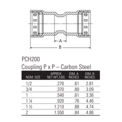 nibco press fittings 1-1/4" benchpress coupling press x press dimensions