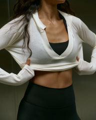 Lightweight Knit Collar Top - Marshmallow White