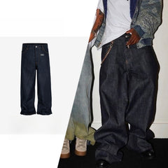 MIJKO Loose Neutral Scimitar Three-dimensional Baggy Original Cow Jeans