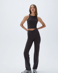 Wrap Over Yoga Pant - Coffee Bean