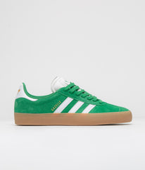 Adidas Gazelle ADV Shoes in Green and Cloud White / Gold Metallic