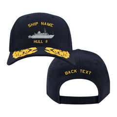 U.S. Navy Custom Ship Cap - Admiral Scrambled Eggs -Avenger Class Mine Countermeasure Ship Hats and Caps