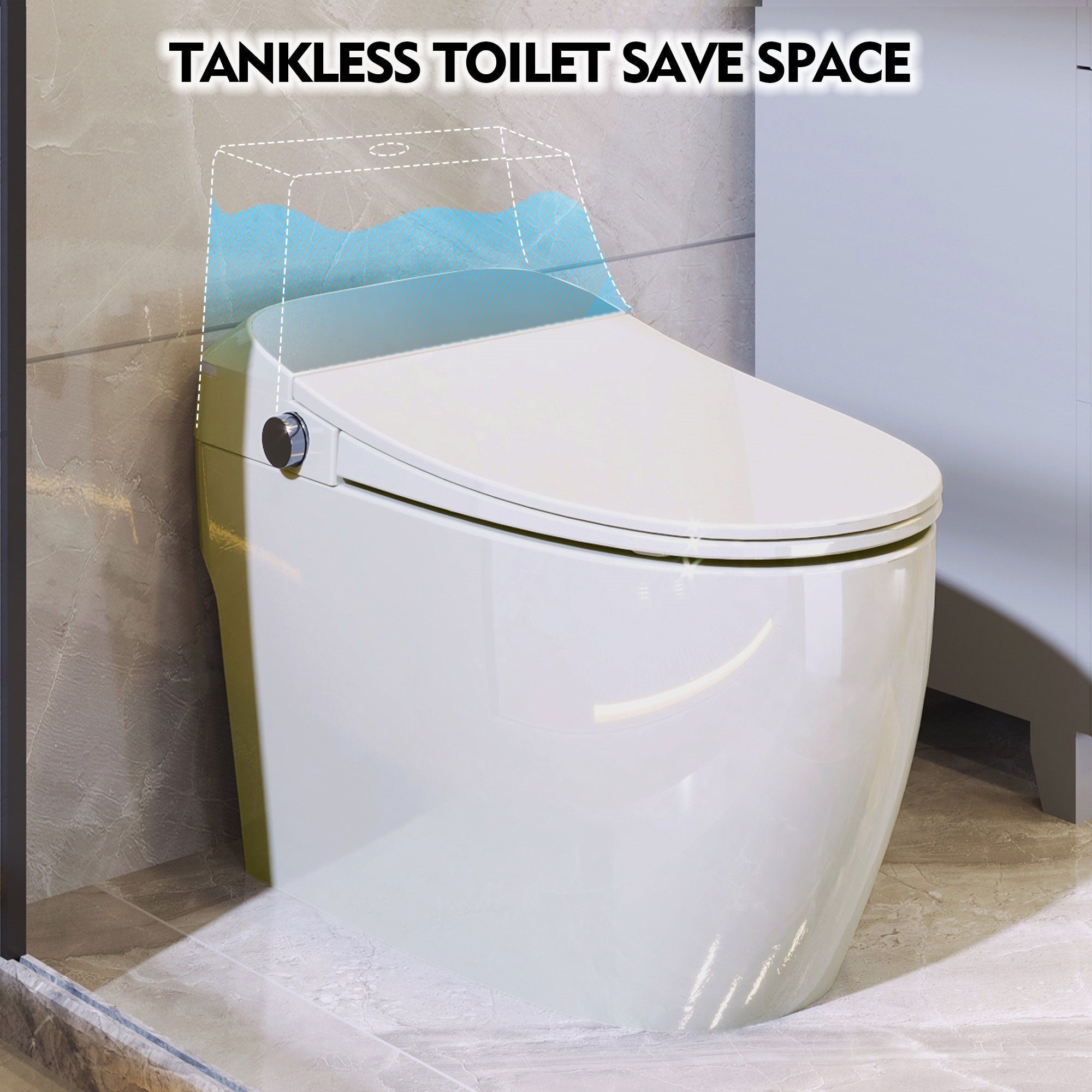Bellemave® Smart Heated Toilet – One Piece Tankless with Auto Flush & Soft Close Lid, White - Bellemave