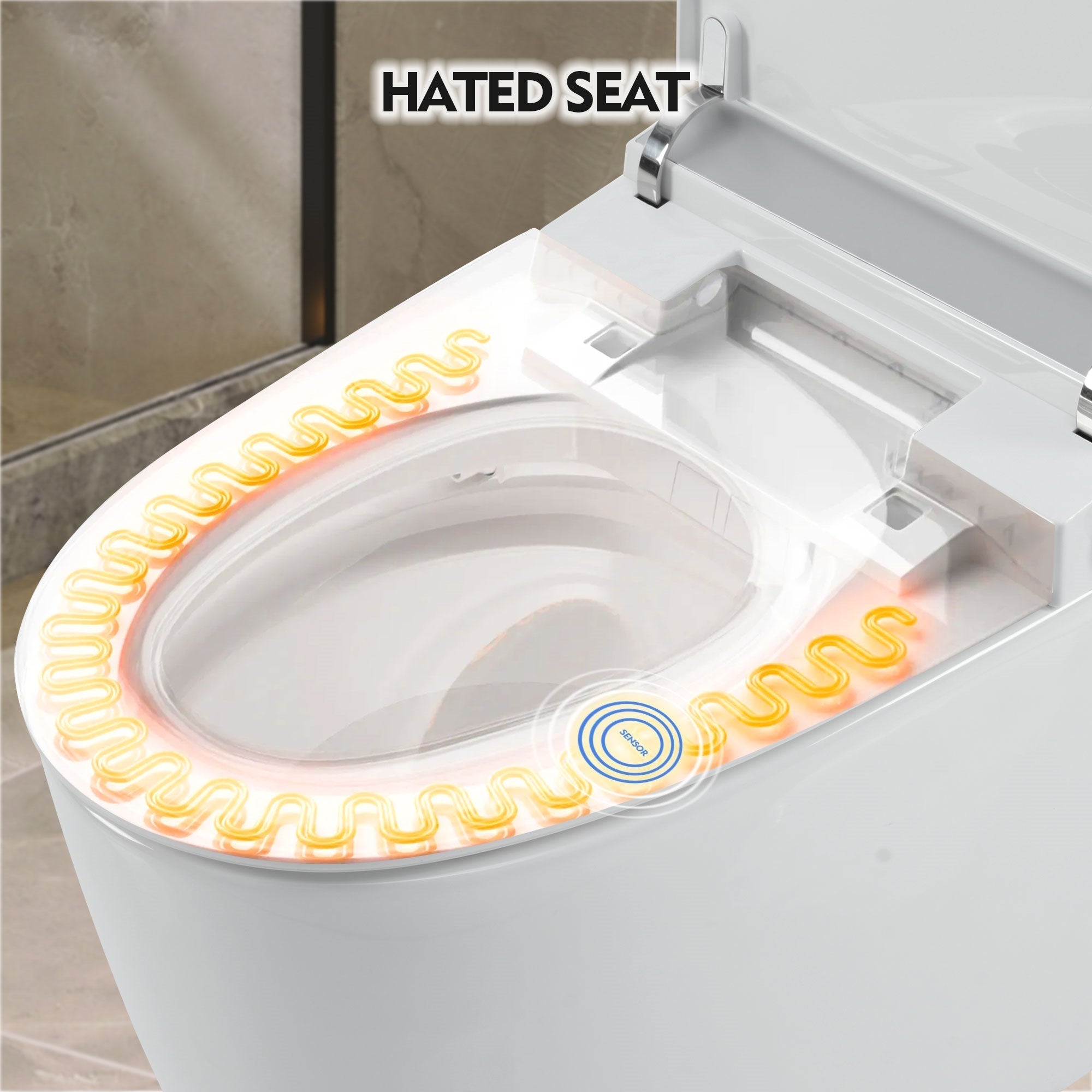 Bellemave® Smart Heated Toilet – One Piece Tankless with Auto Flush & Soft Close Lid, White - Bellemave