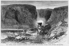 The Central Pacific Railroad - Passenger Train Passing the Palisades, Ten-Mile Canon, Nevada