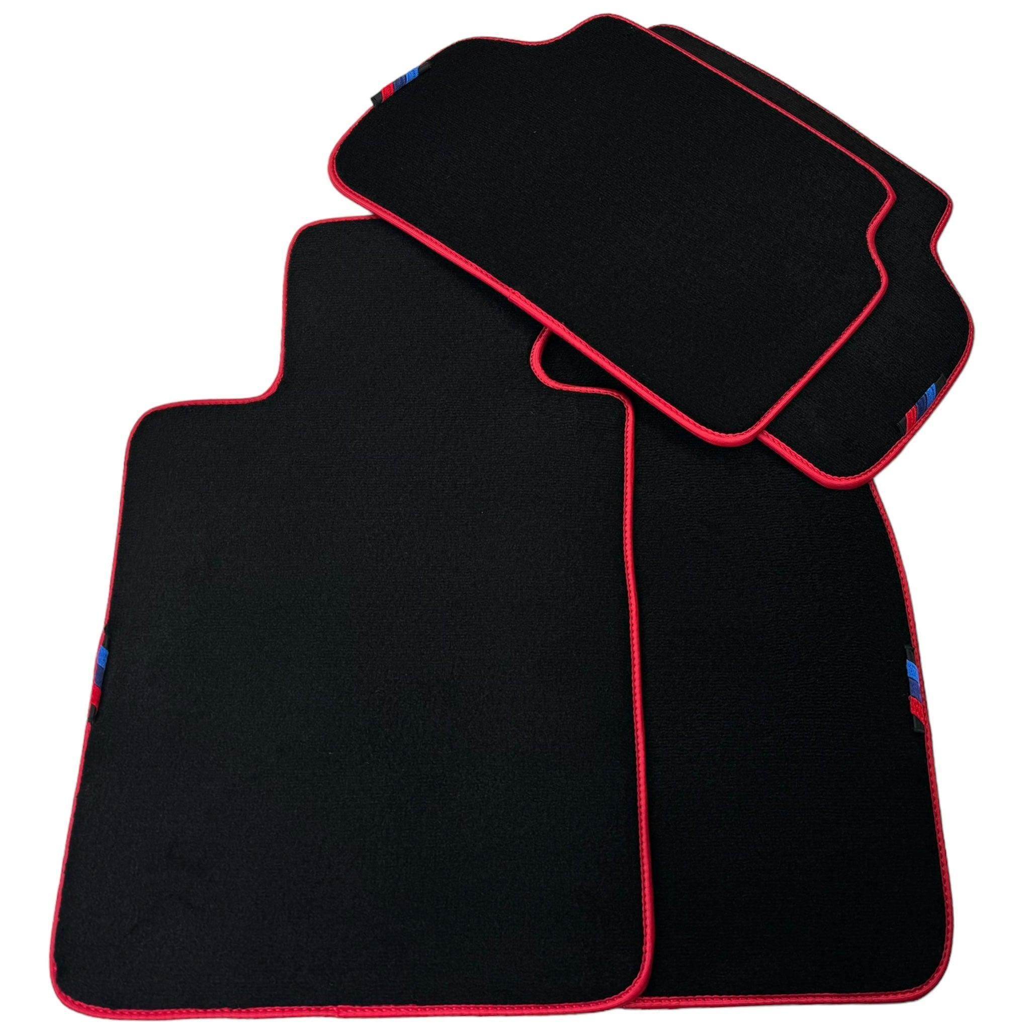 Black Mats For BMW 5 Series E61 Wagon | Red Trim - AutoWin
