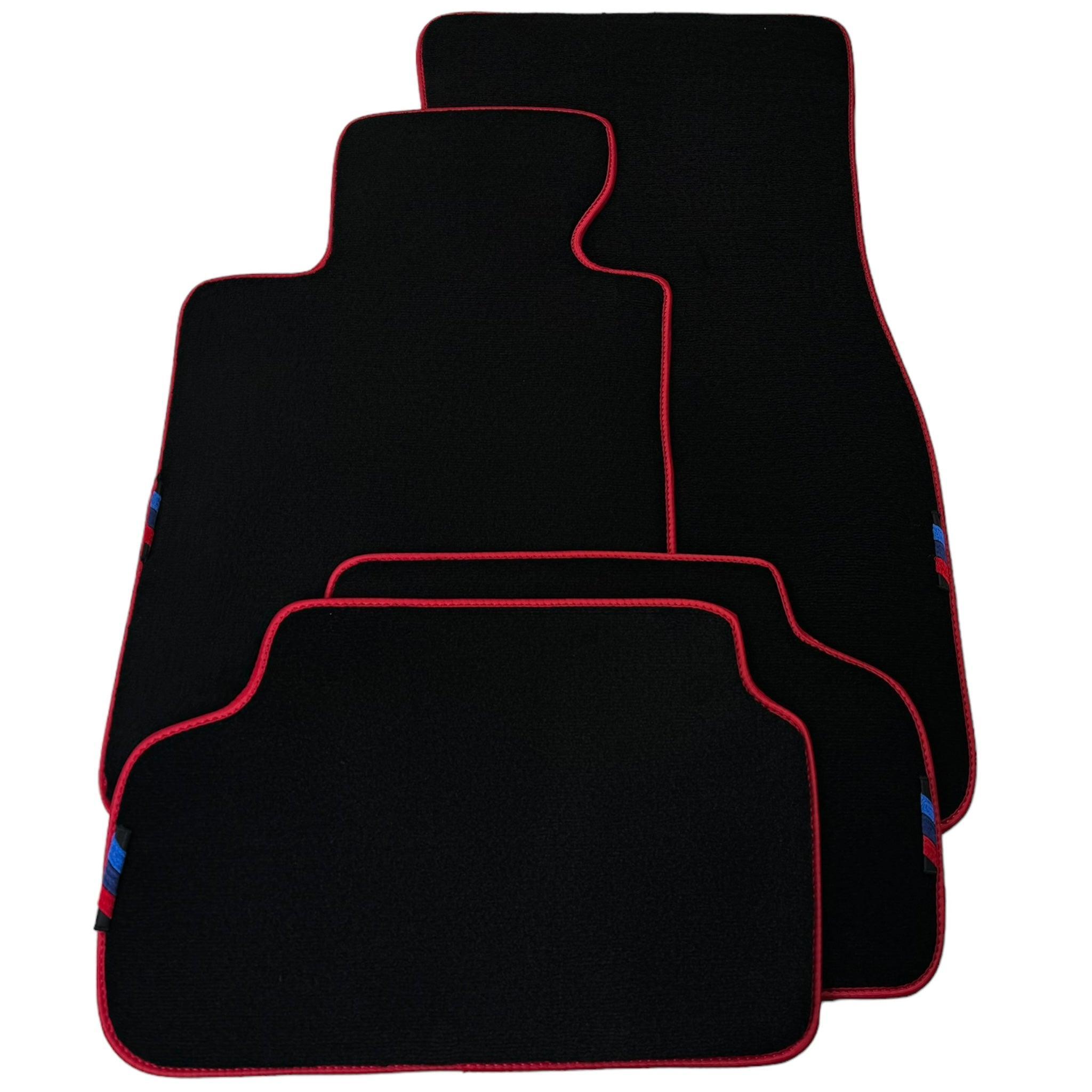 Black Mats For BMW 5 Series E61 Wagon | Red Trim - AutoWin