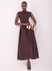 Brown Jersey Sleeveless Maxi Dress