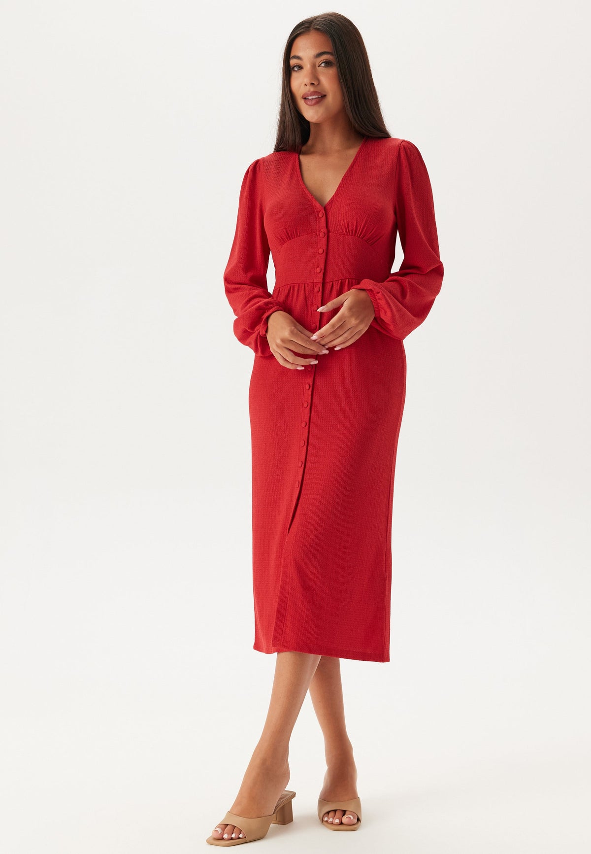 Structure Button Midi Dress