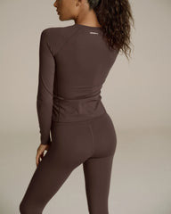 Ultimate Long Sleeve Seam Detail Top - Chocolate Brown