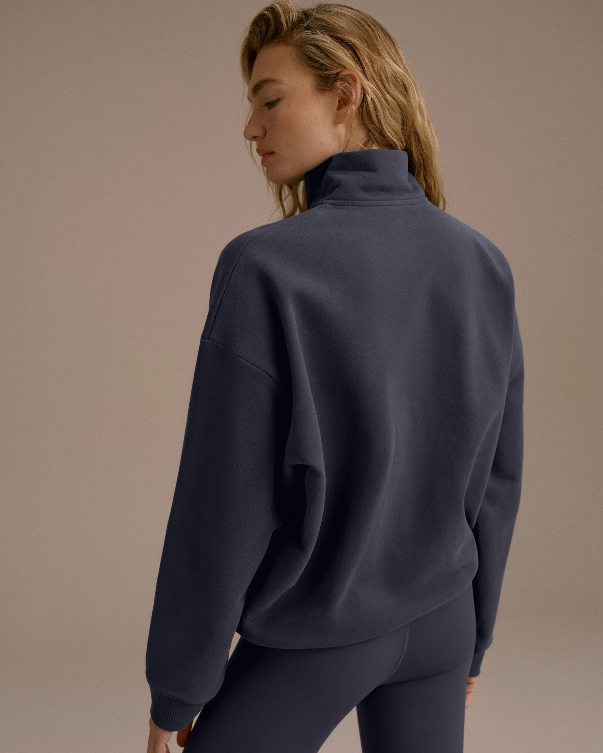 AS Bold Oversized Full Zip Funnel Neck Sweatshirt - Midnight Blue/Marshmallow White